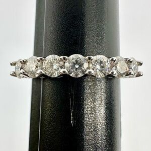 Moissanite Band 7 Stone Anniversary Wedding Ring 18K 925 GRA Round